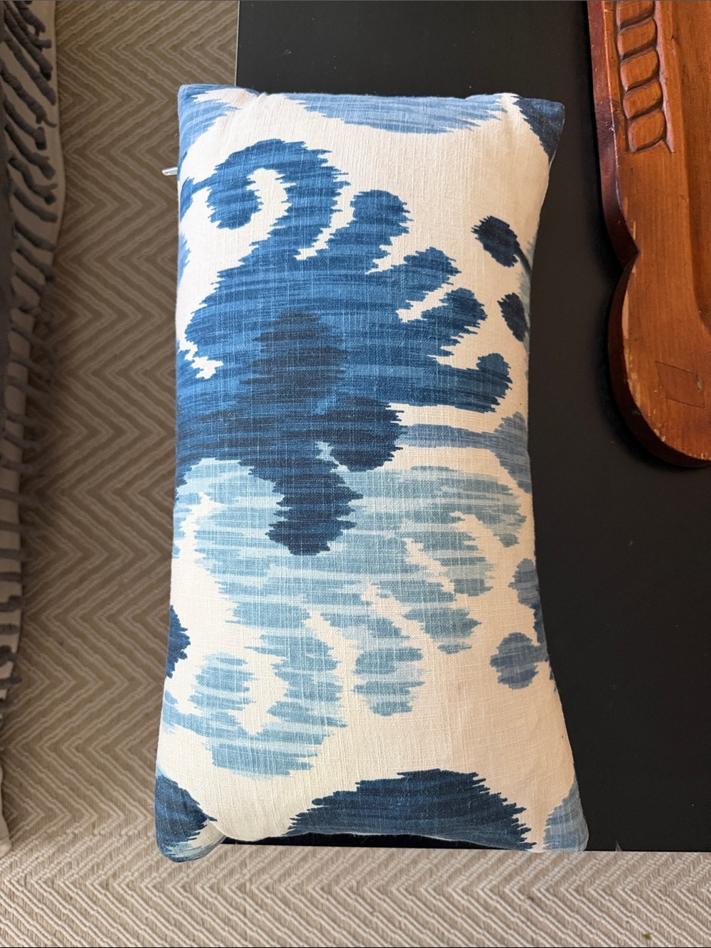 Ballard designs Decorative Blue Ikat Lumbar Pillow -